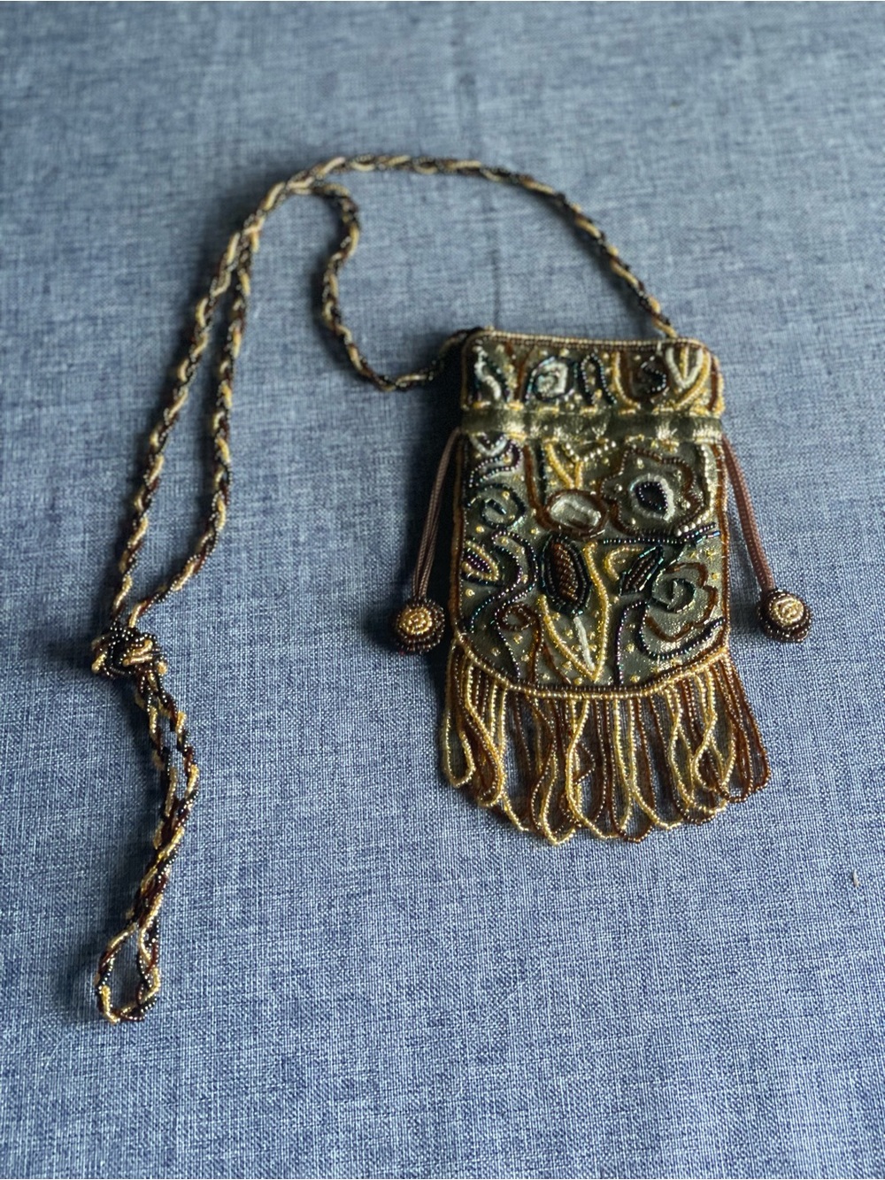 BOHO Gold Beaded Polti Crossbody Bag